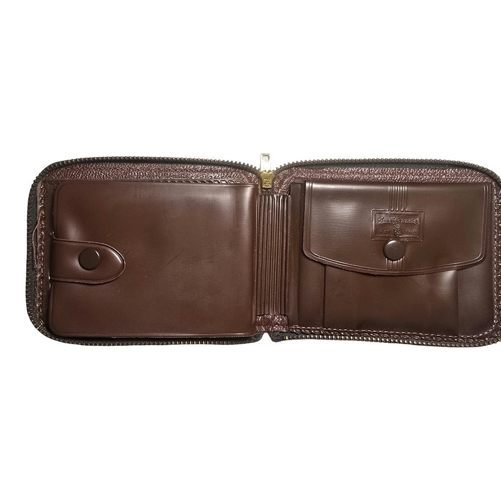 LORD FRANCIS VINTAGE 1950s 1960s Brown Leather Zip Wallet Coin ID Holder - Picture 3 of 14